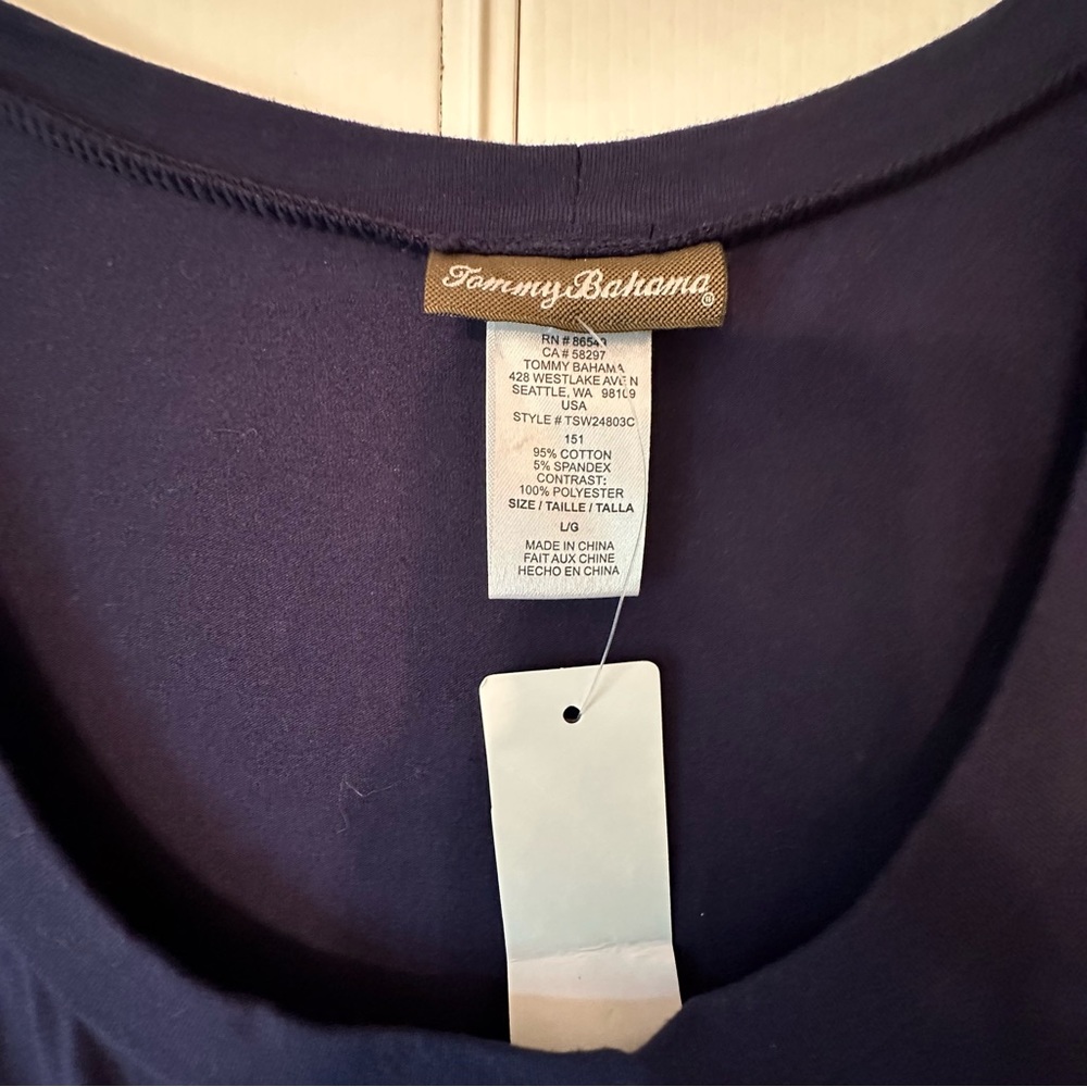Tommy Bahama NWT Tee Shirt Dress Knit Chiffon Maxi L - Picture 5 of 16